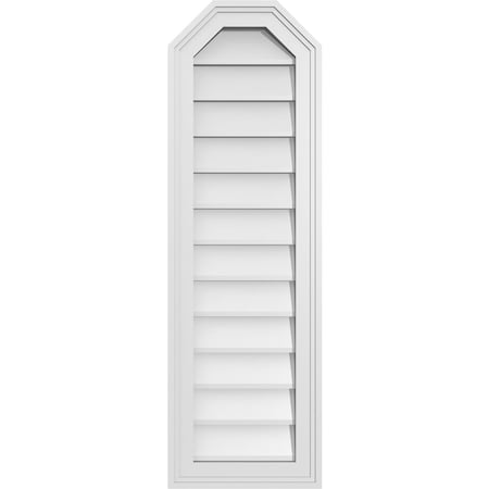 Ekena Millwork Octagonal Top Surface Mount PVC Gable Vent w/ 2"W x 1-1/2"P Brickmould Frame, 12"W x 38"H GVPOT12X3802SN
